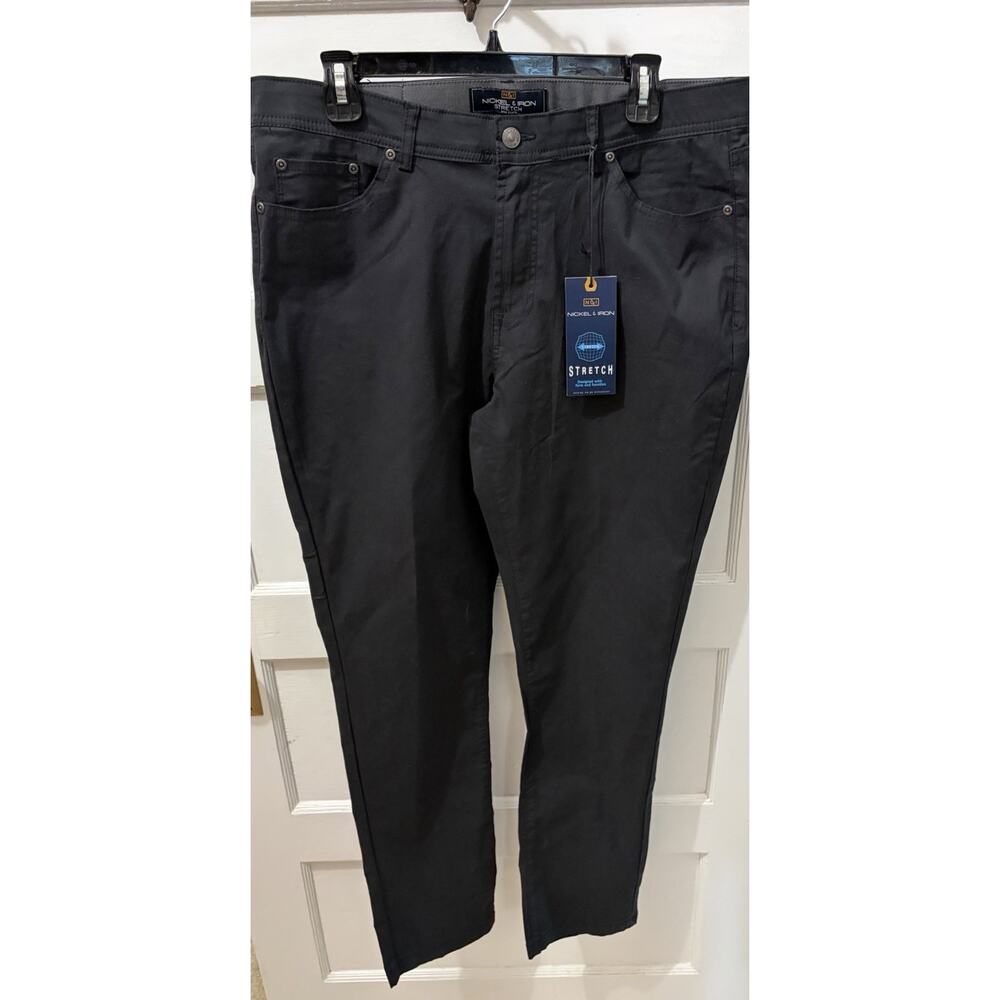 Nickel & Iron Pants Men’s 34 X 32 Black Stretch Khaki Chino Everyday Pants Net